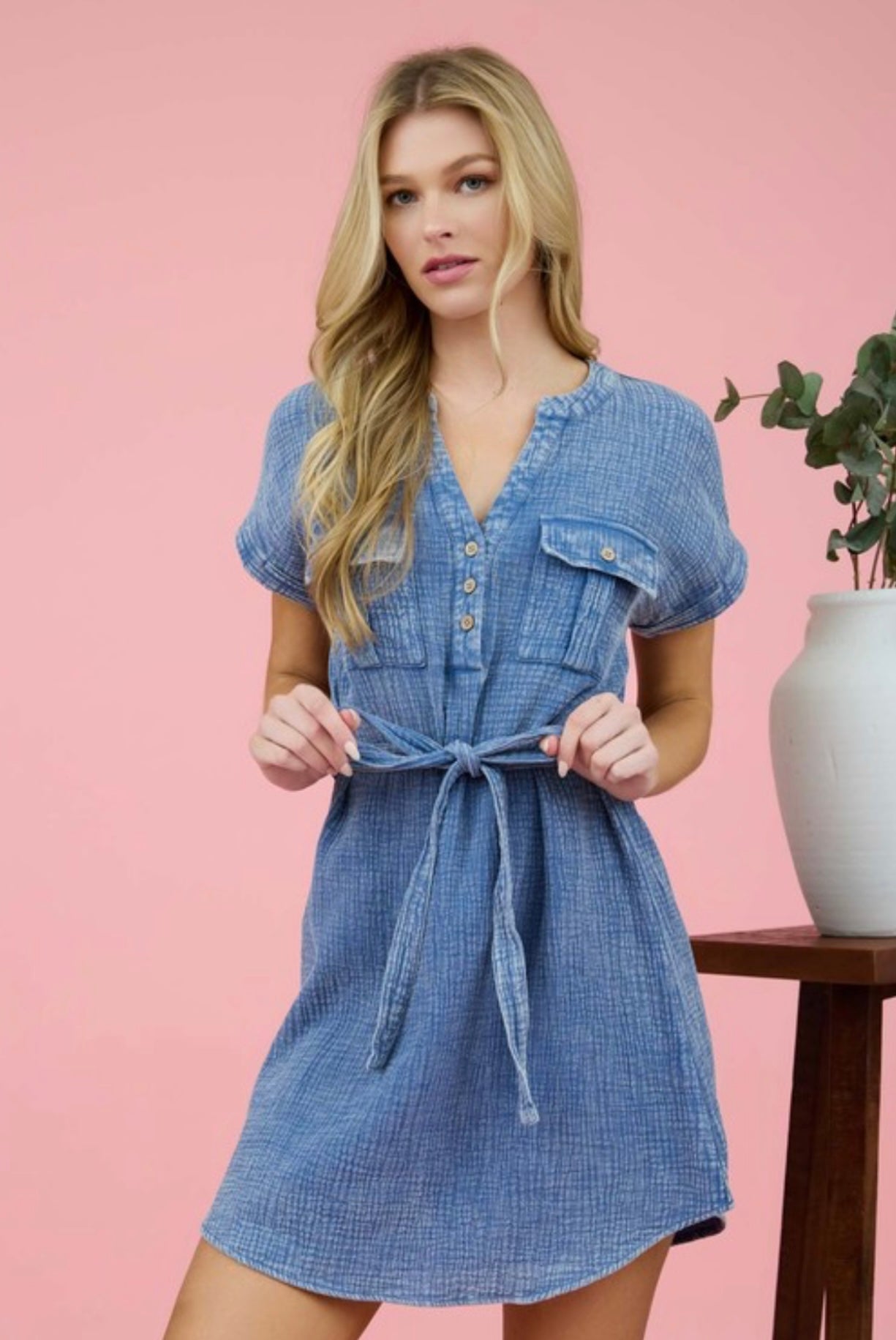 Wavy Washed Mini Dress