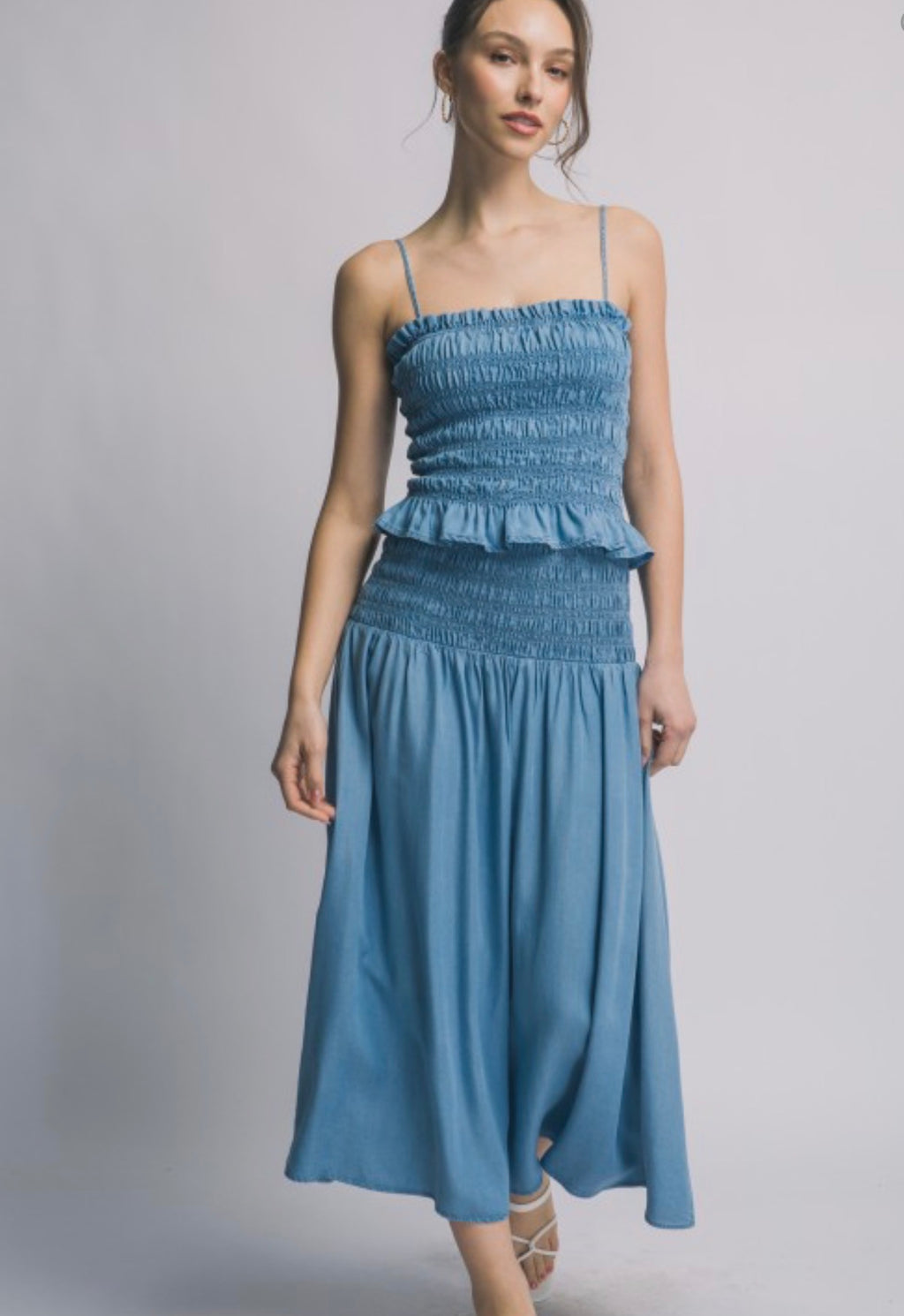 Lily Smocked Top LT Blue