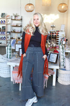 Terry Wide Leg Pants Black