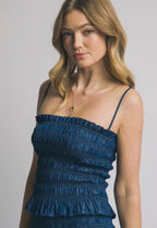 Lily Smocked Top Blue