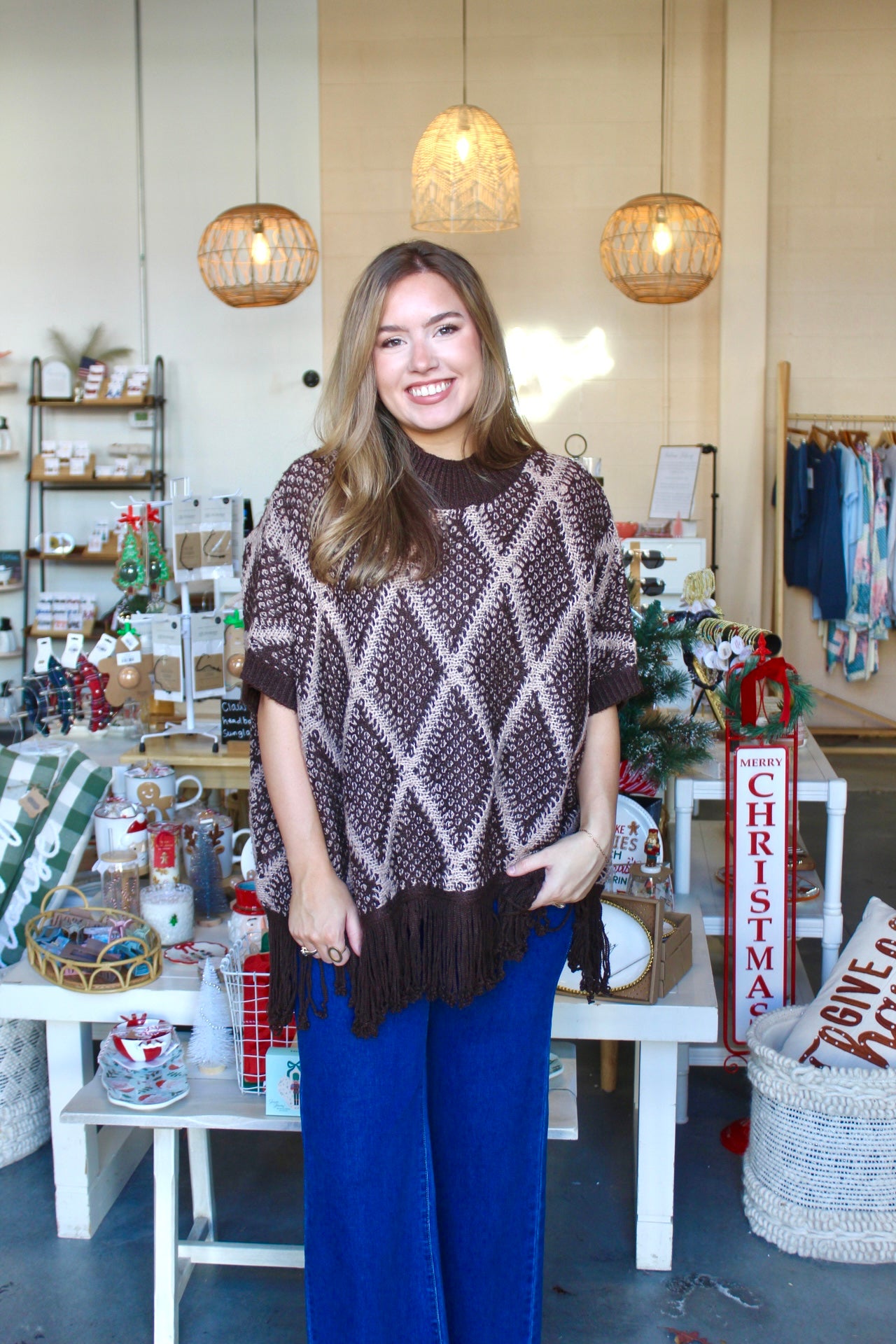 Fall Frenzy Poncho Brown