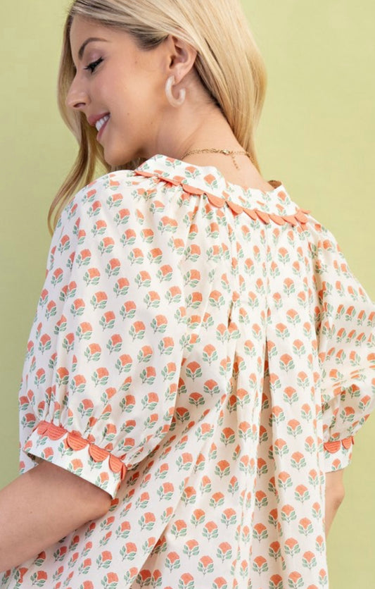 Floral Dreams Top Peach