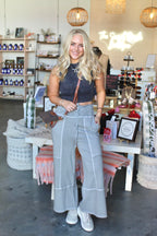 Terry Wide Leg Pants Sleet