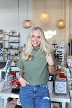 Fall Mornings Mock Neck Olive