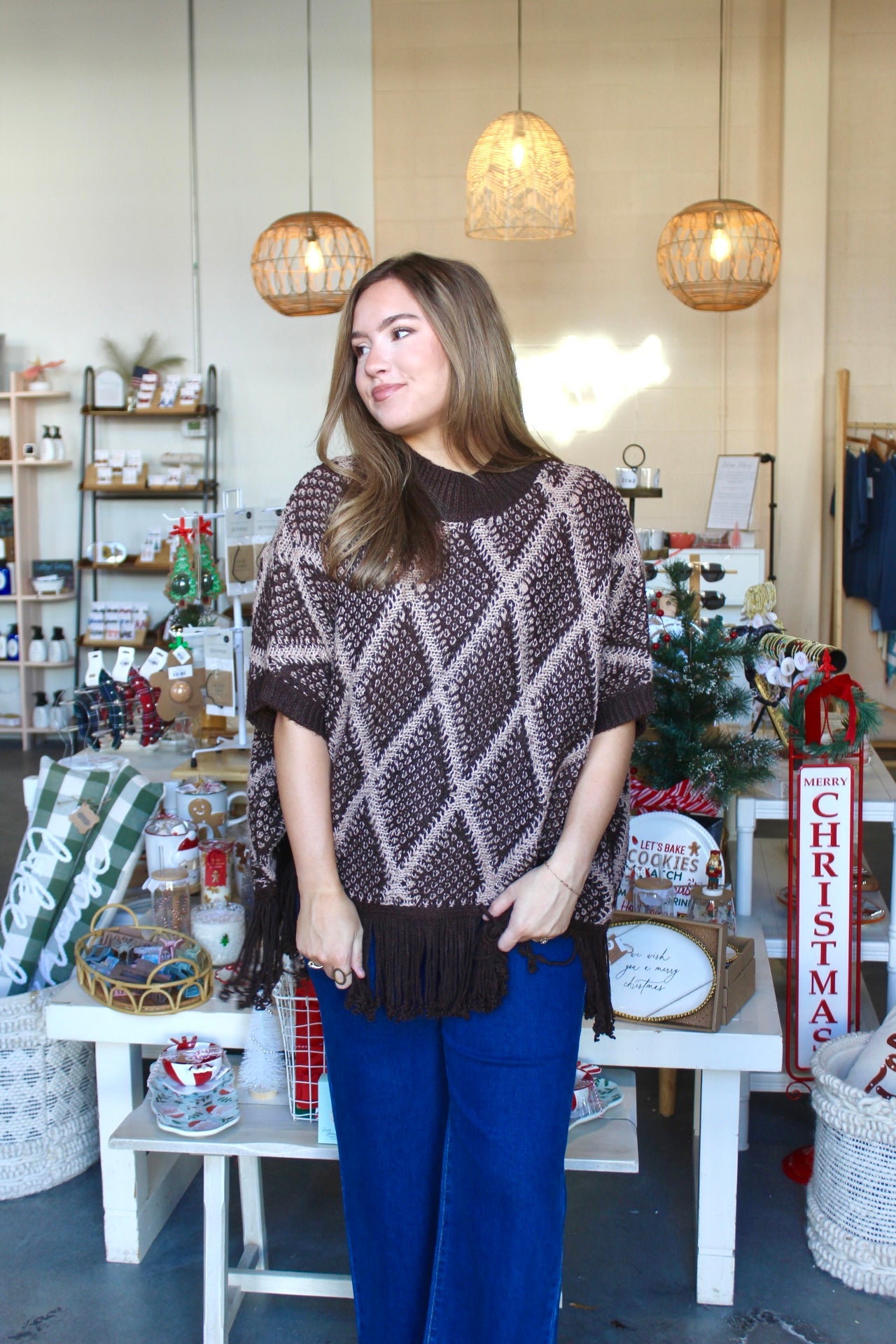 Fall Frenzy Poncho Brown