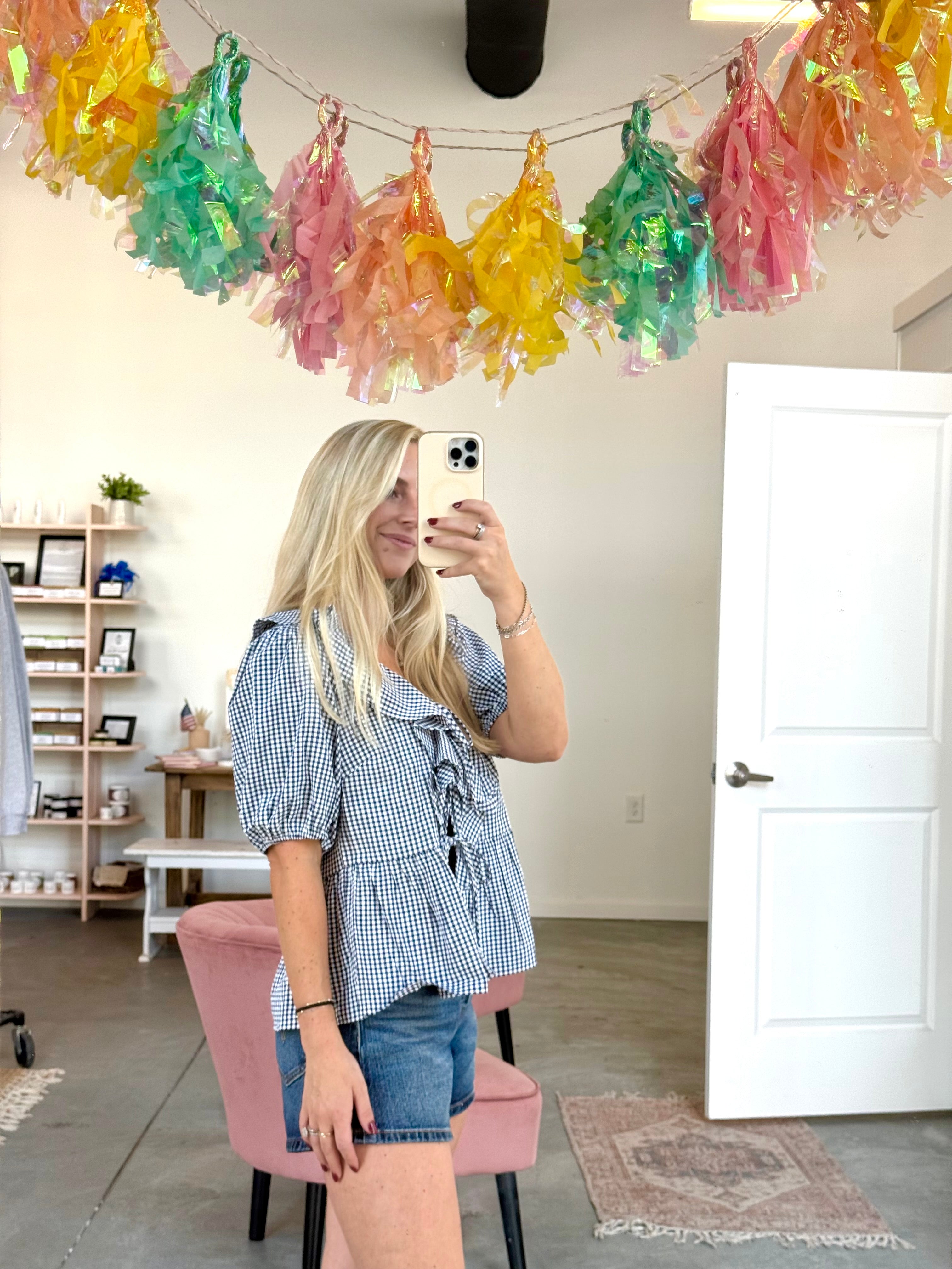 Let’s Brunch Blouse Lt Blue Navy