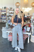 Terry Wide Leg Pants Sleet