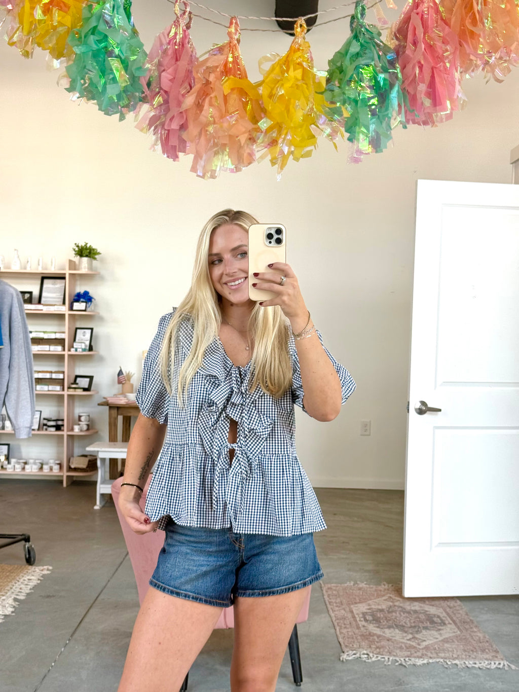 Let’s Brunch Blouse Lt Blue Navy