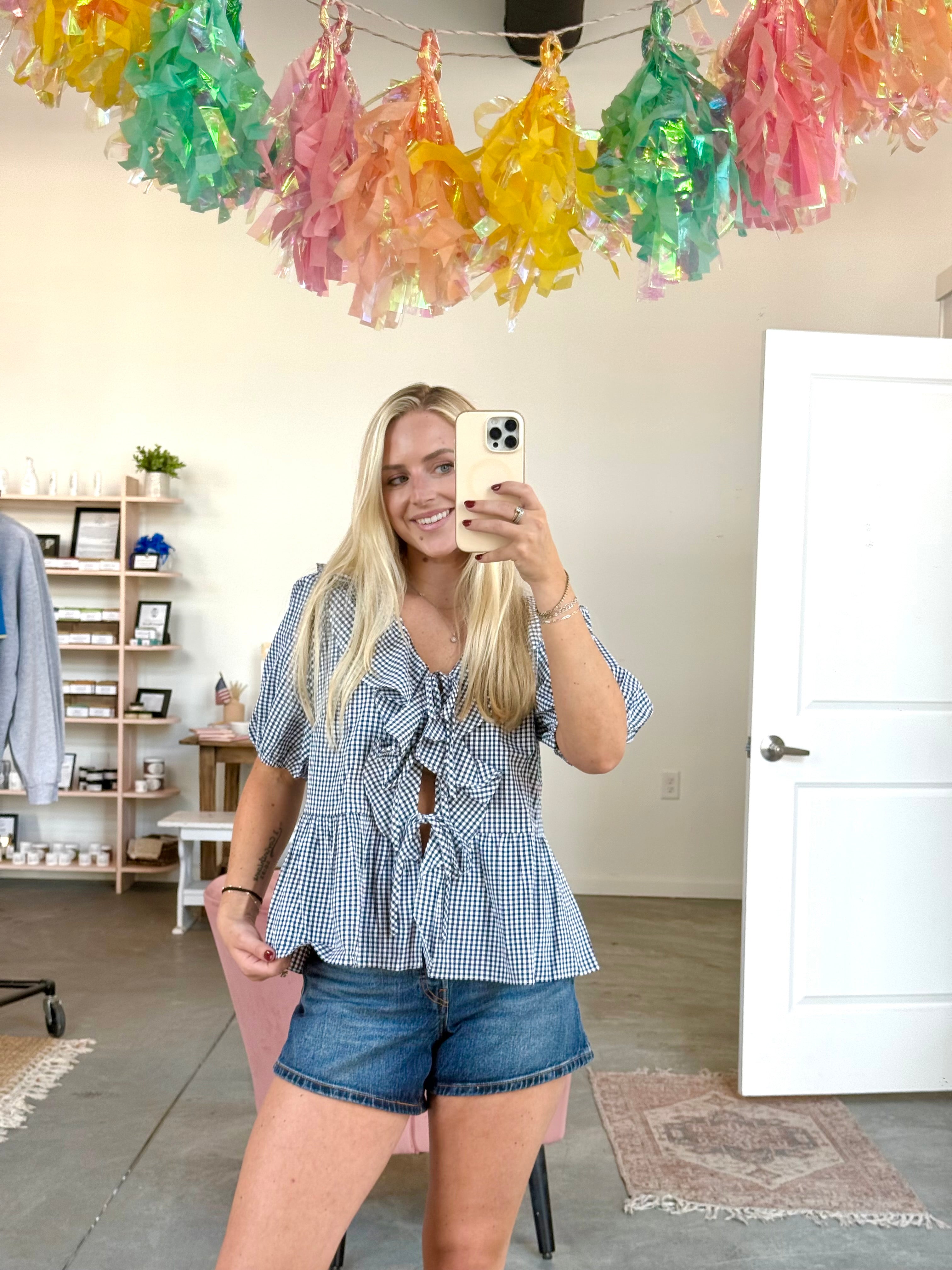 Let’s Brunch Blouse Lt Blue Navy