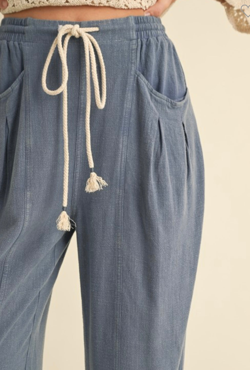 Denim Barrel Linen Pants