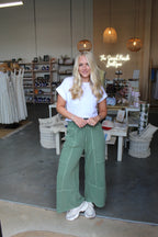 Terry Wide Leg Pants Olive
