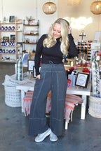 Terry Wide Leg Pants Black