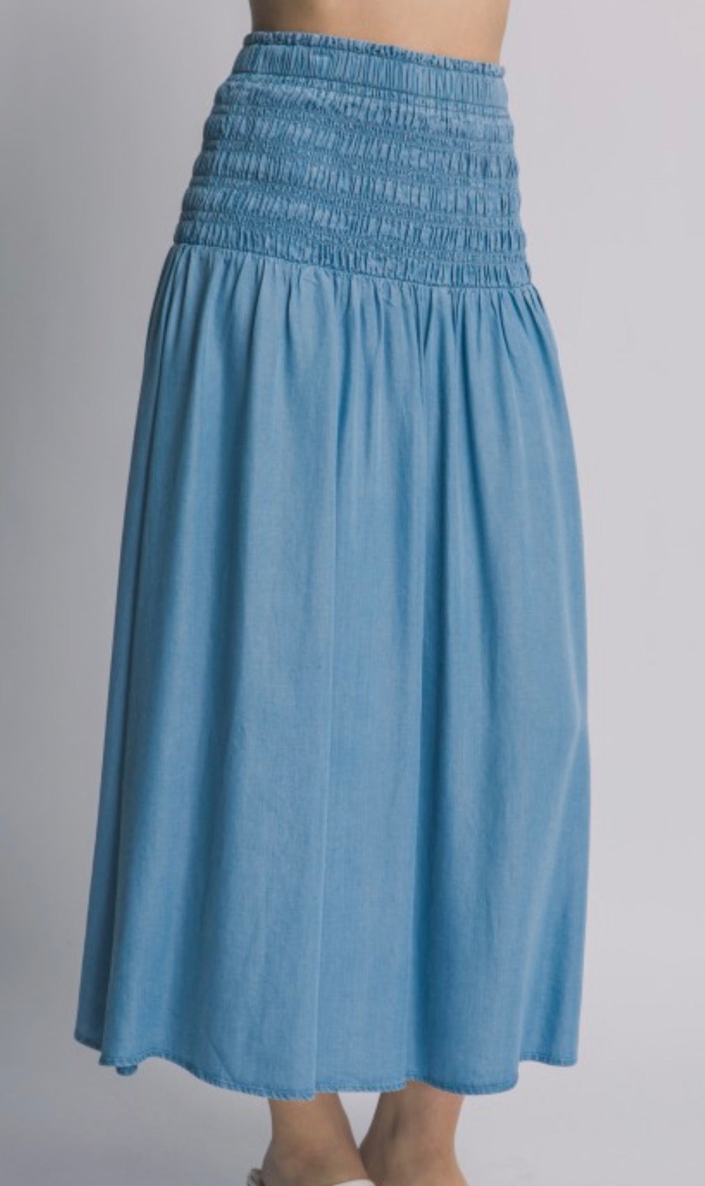 Lily Smocked Skirt LT Blue