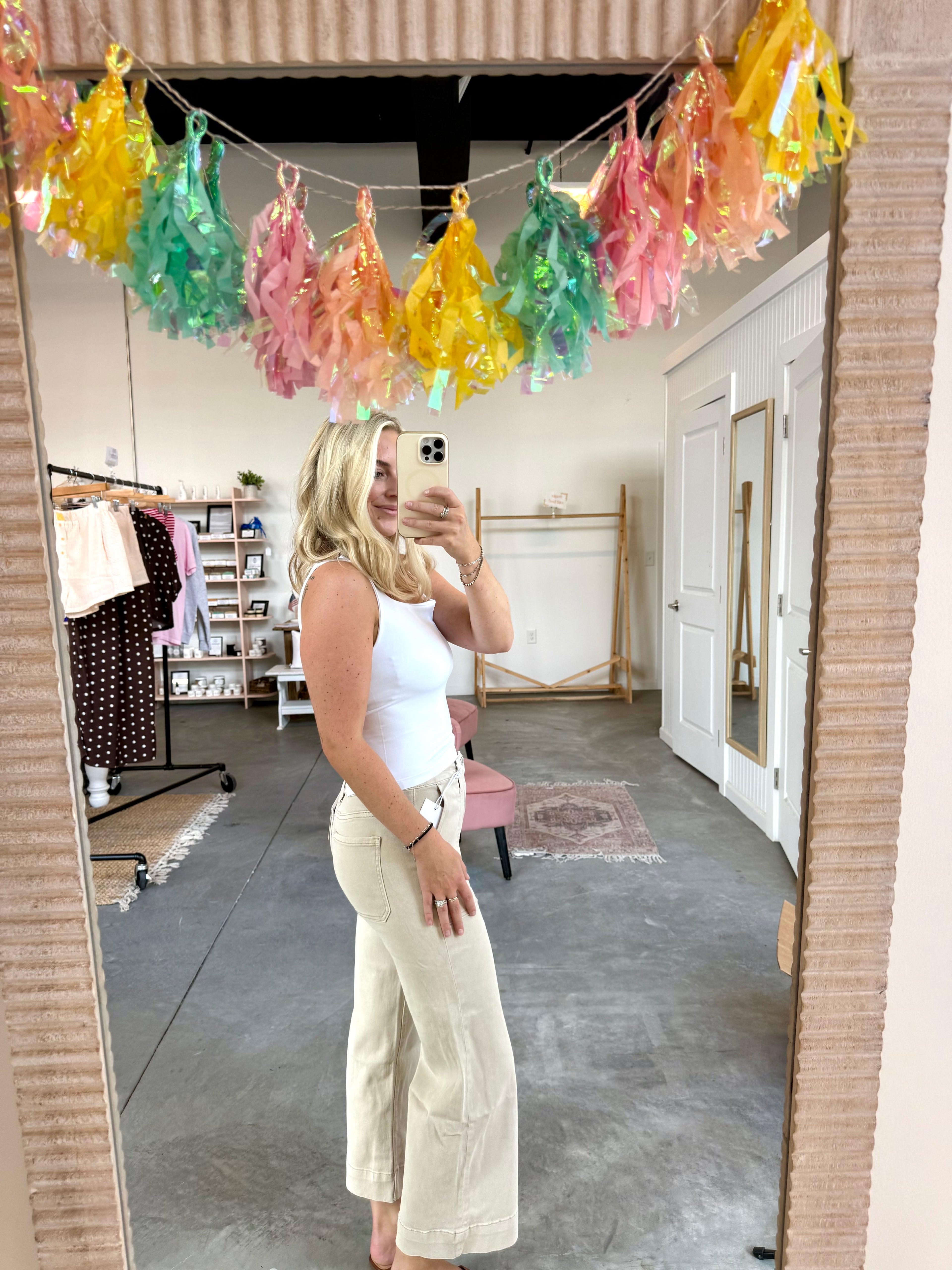 Beige Denim Pants