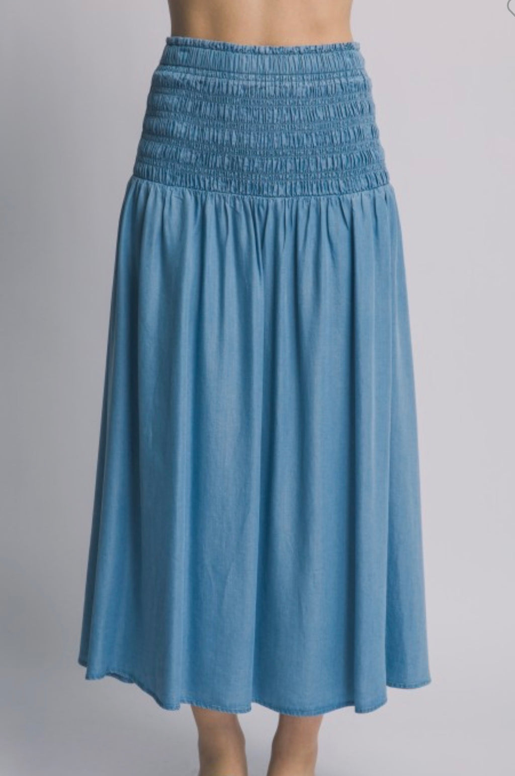 Lily Smocked Skirt LT Blue