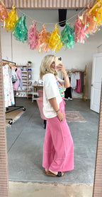 Terry Wide Leg Pants Pink