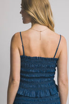 Lily Smocked Top Blue