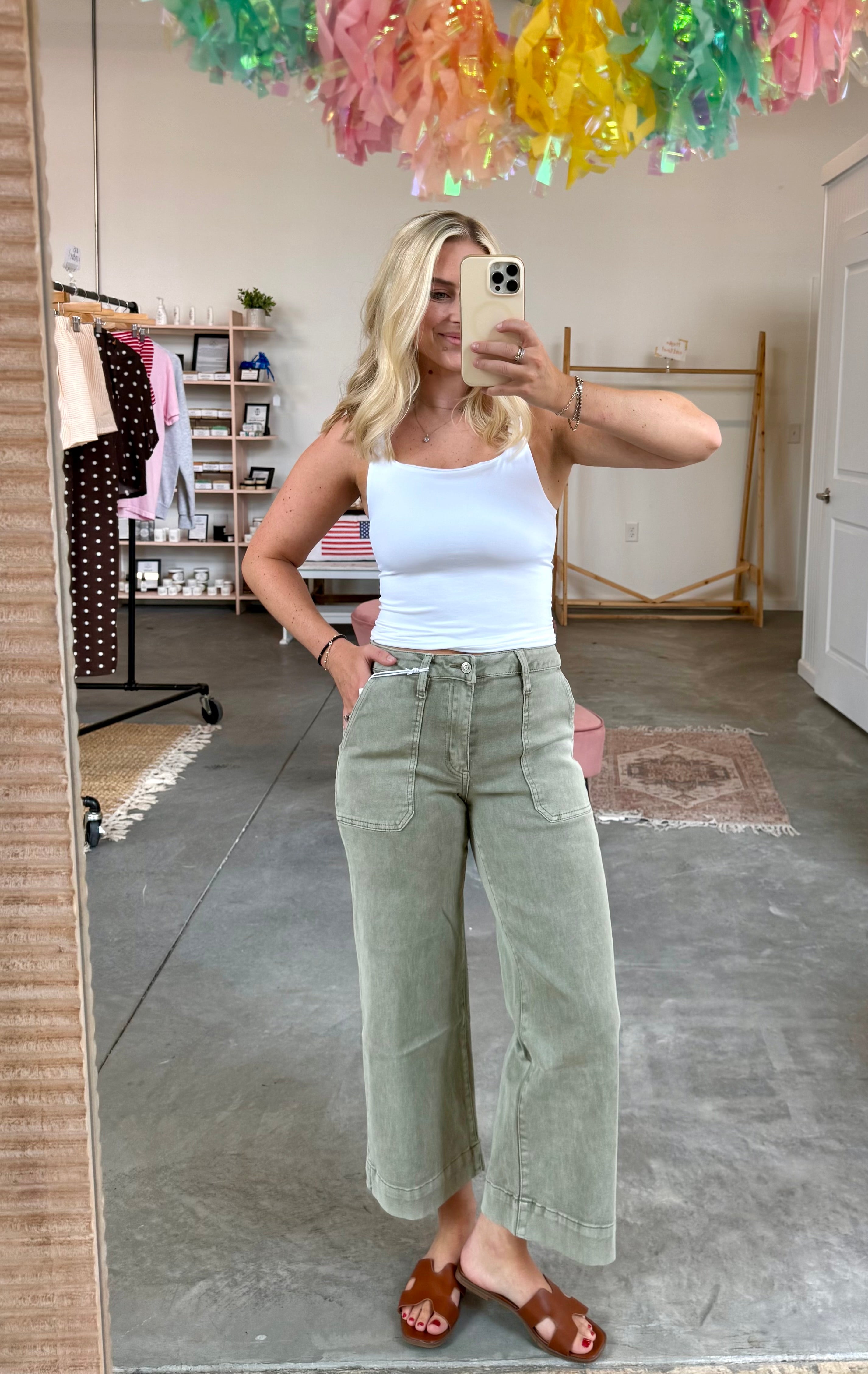 Olive Denim Pants