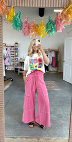 Terry Wide Leg Pants Pink