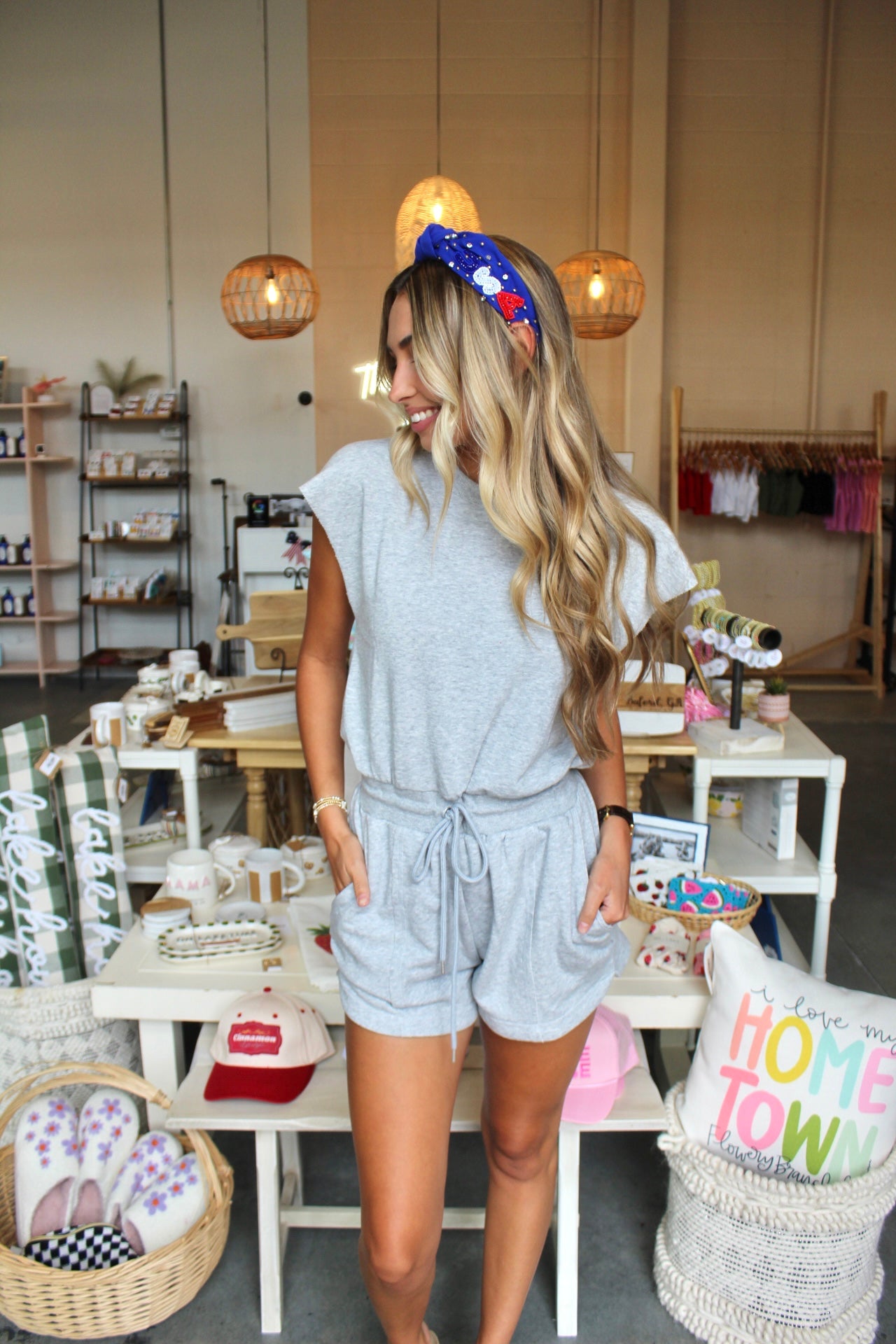 Made For More Romper Grey