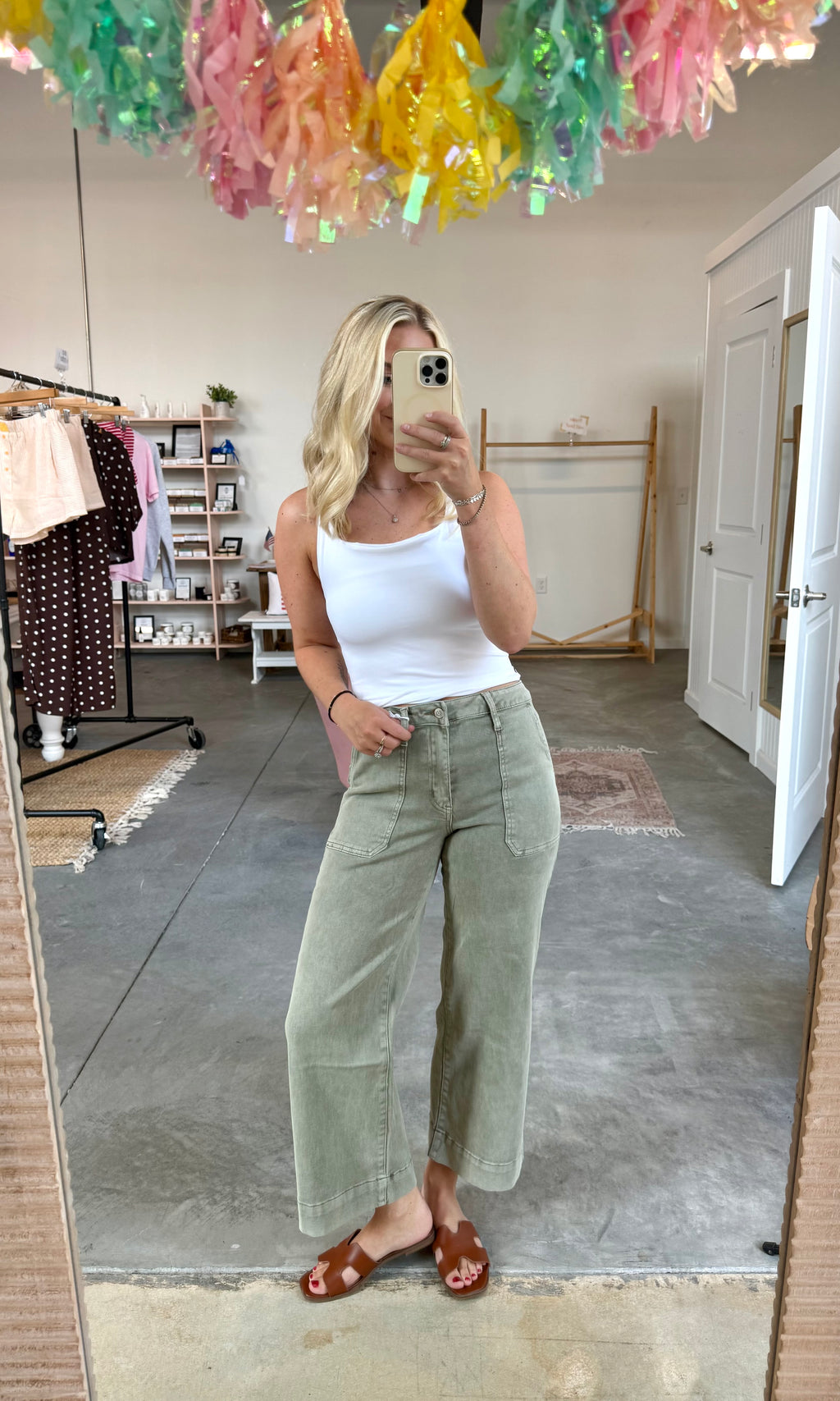 Olive Denim Pants
