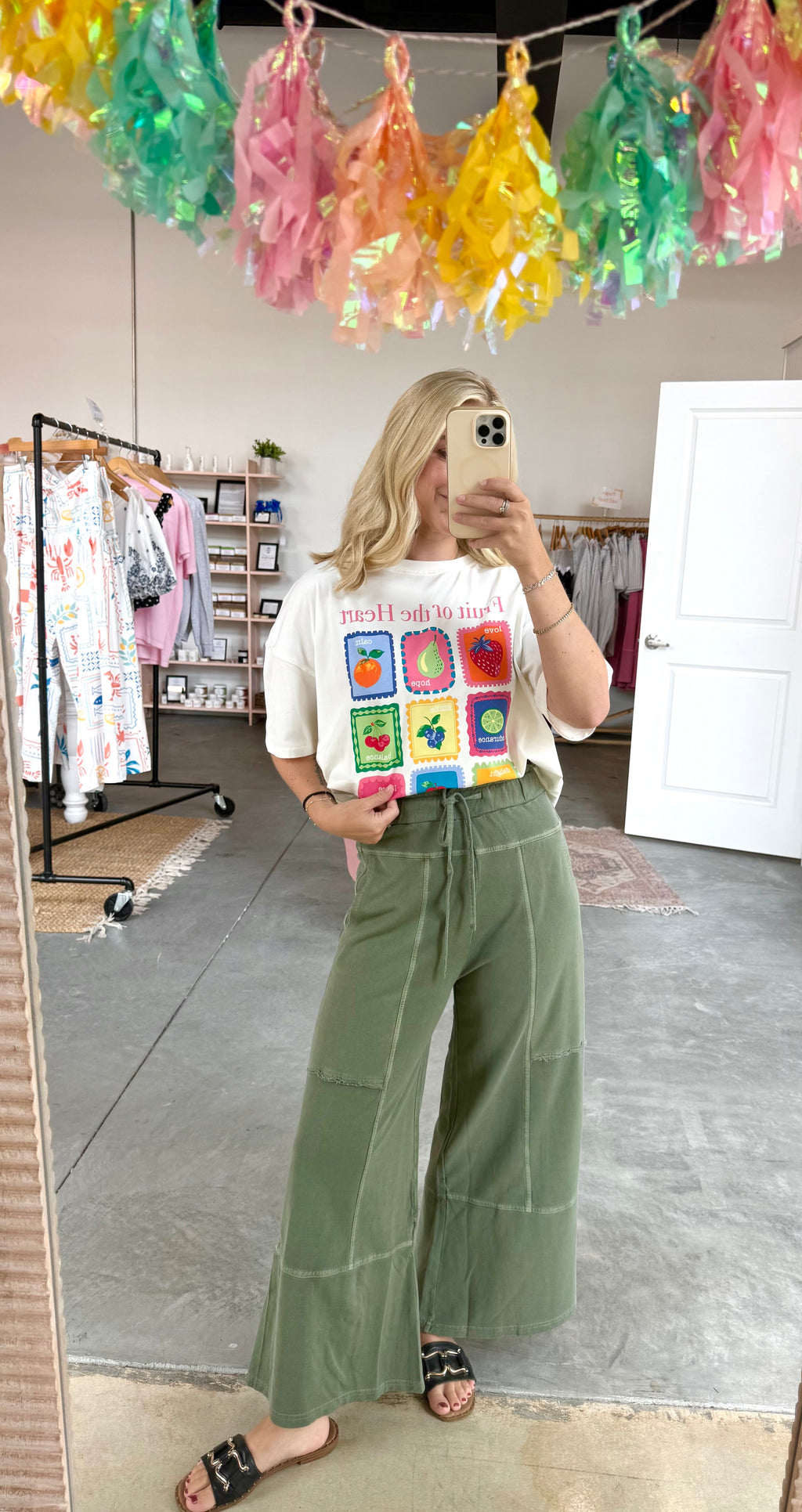 Terry Wide Leg Pants Green