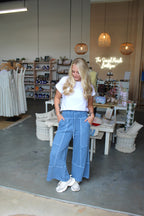Terry Wide Leg Pants Blue