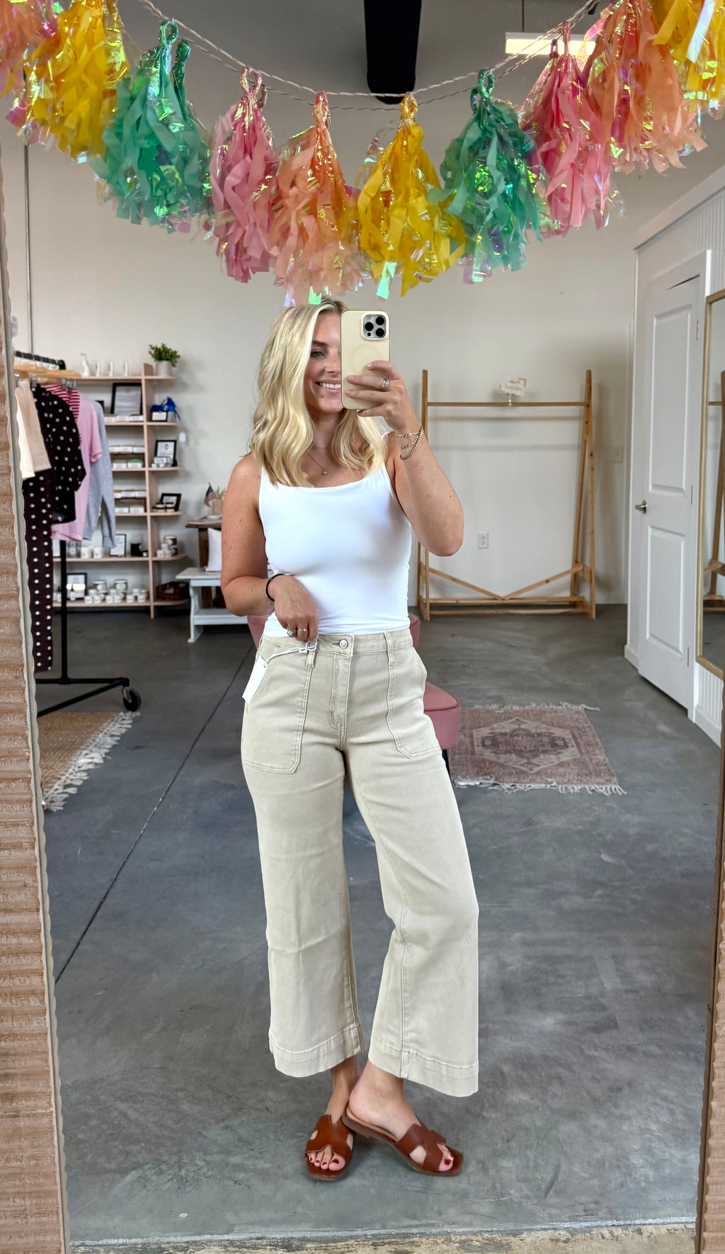 Beige Denim Pants