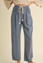 Denim Barrel Linen Pants