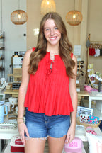 Seeing Red Tie Blouse