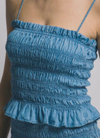 Lily Smocked Top LT Blue