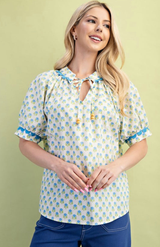 Floral Dreams Top Blue