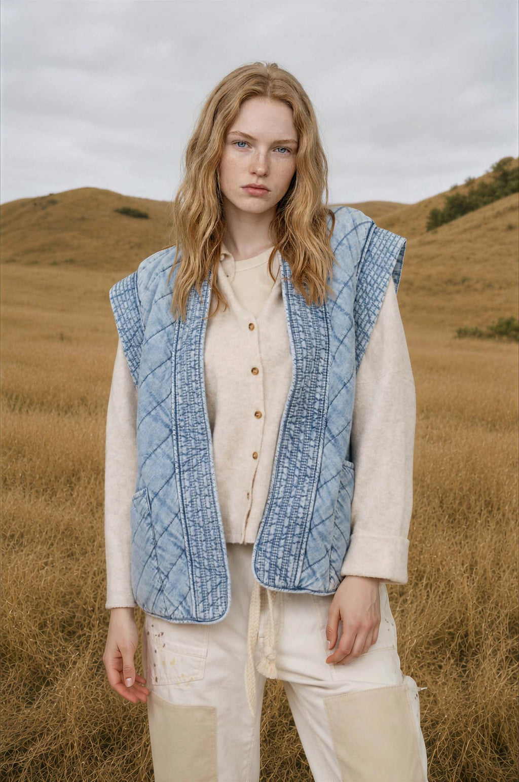 Noelle Denim Quilted Vest