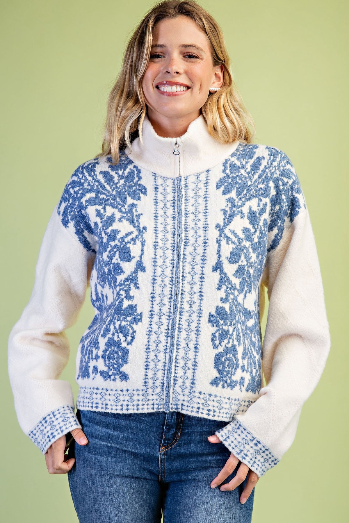 Remi Sweater - Ivory/Blue