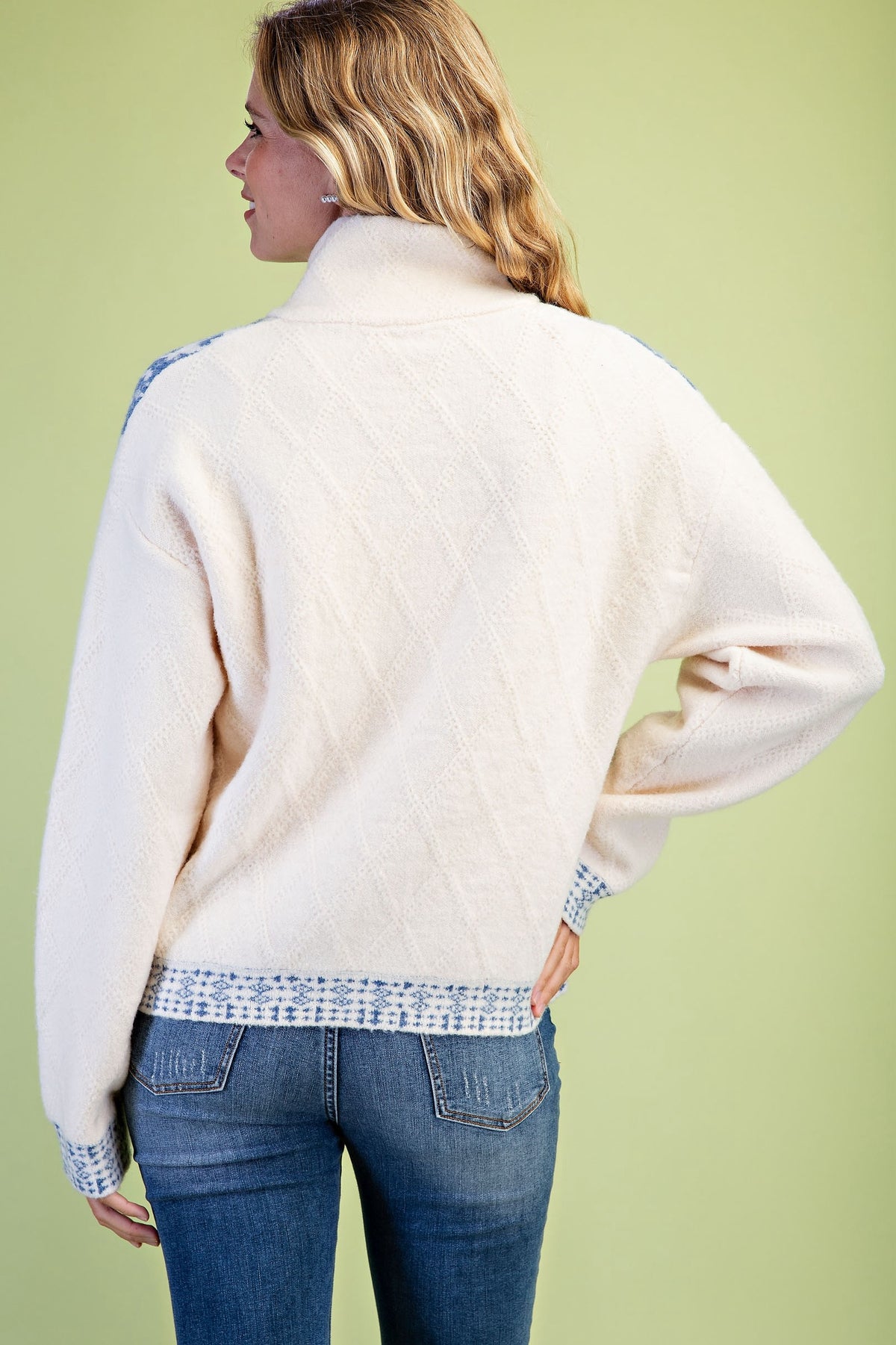 Remi Sweater - Ivory/Blue