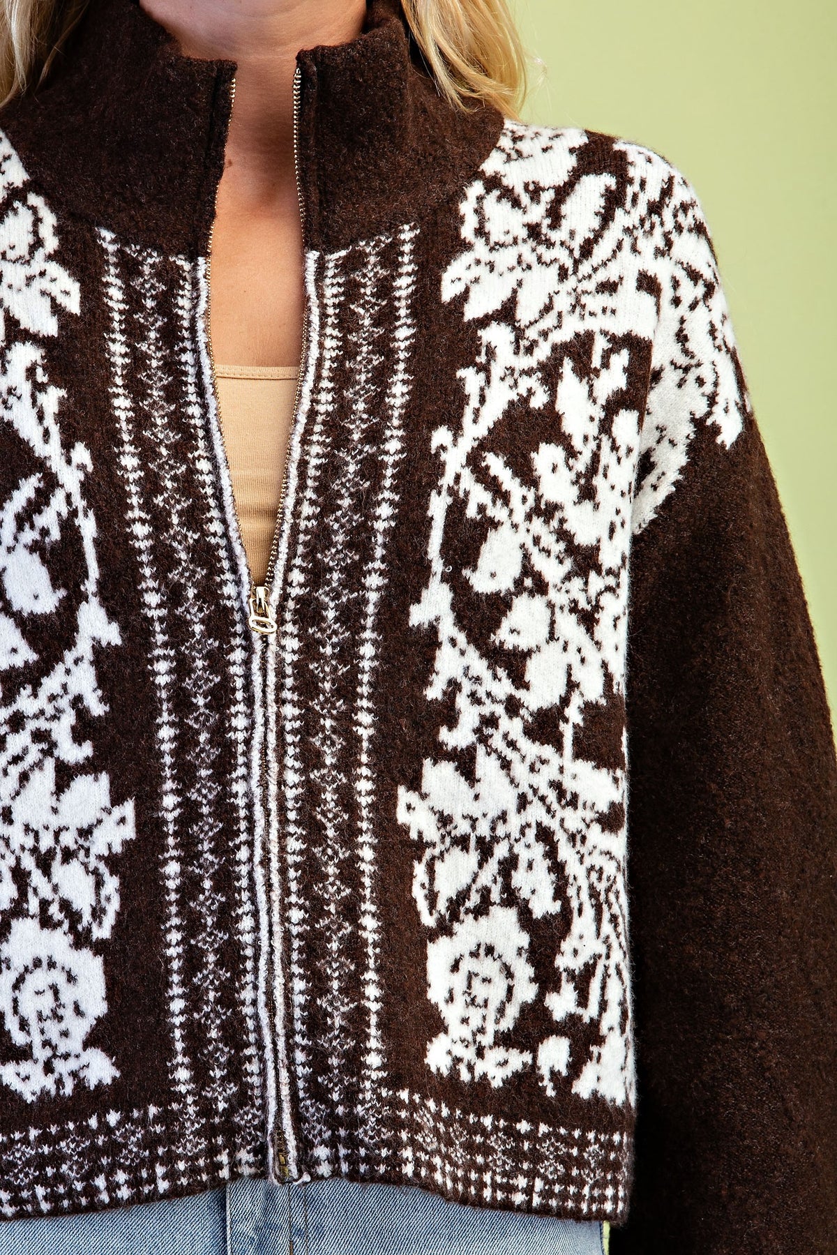 Remi Sweater - Brown/White