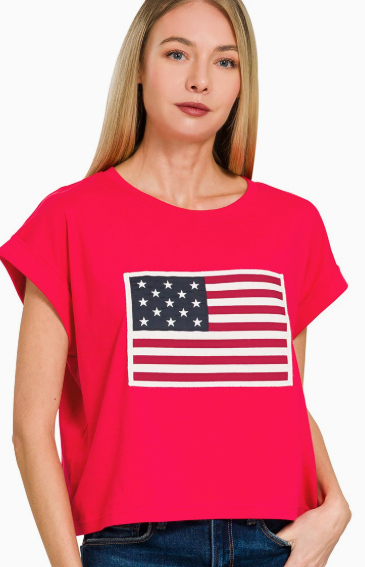 American Flag Tee Red