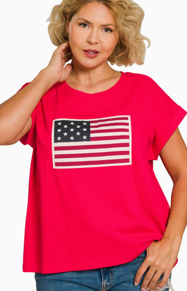 American Flag Tee Red