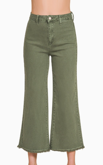 Laurel Frayed Pants Olive