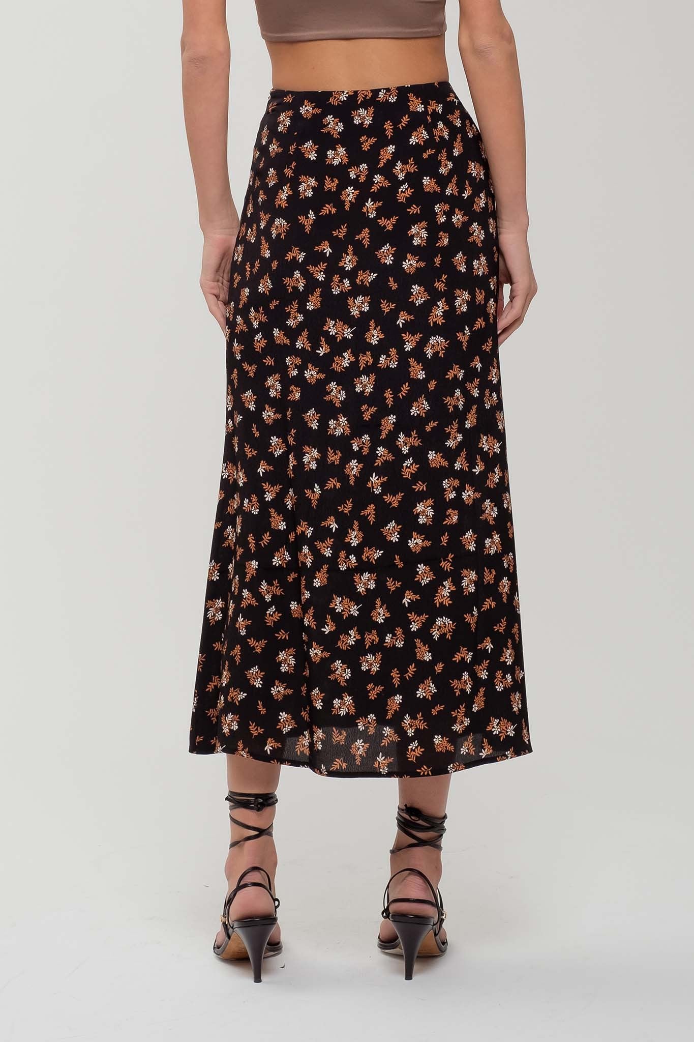 Social Gathering Floral Midi Skirt