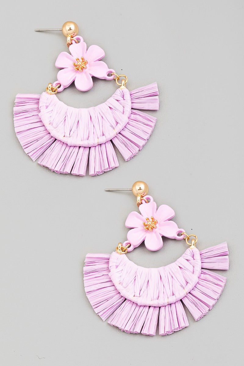 Floral Raffia Earrings