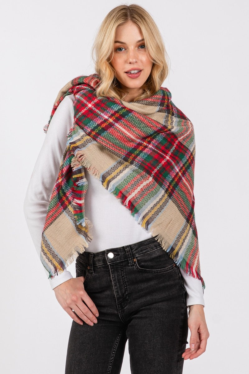 Beige Plaid Scarf