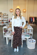 Social Gathering Floral Midi Skirt