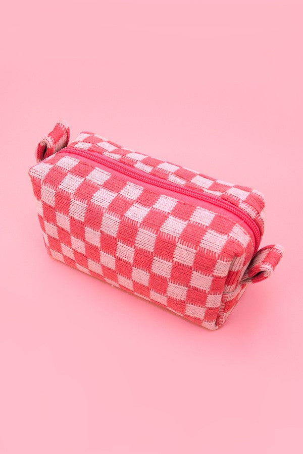 Checkered Cosmetic Pouch