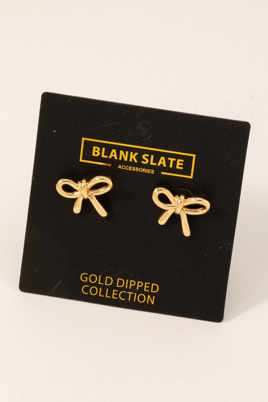 Gold Bow Stud Earrings