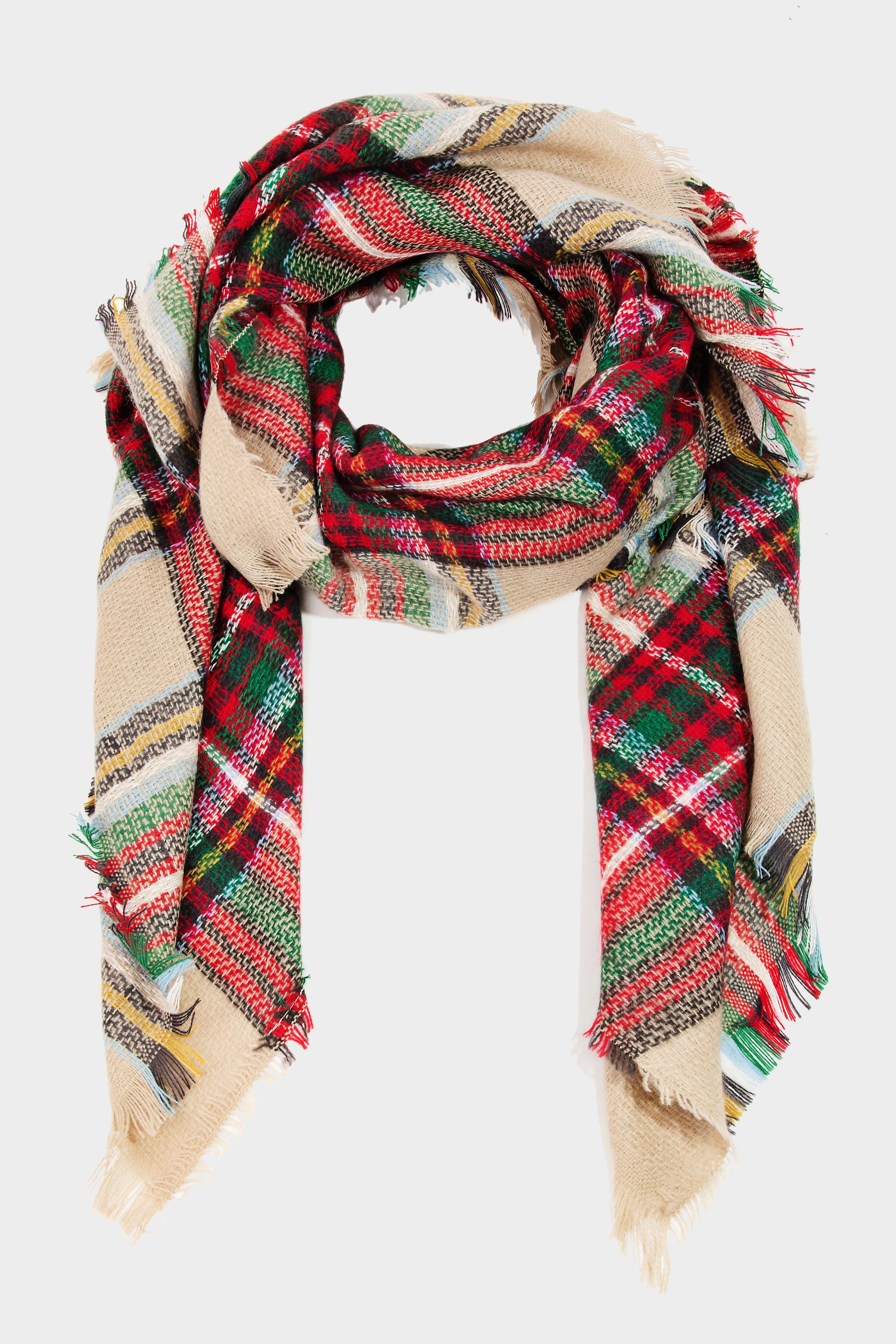 Beige Plaid Scarf